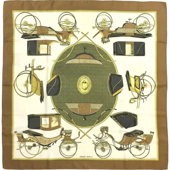 470176BQ (S1) Hermes Scarf Les Voitures Multicolor Silk - Picture 1 of 9